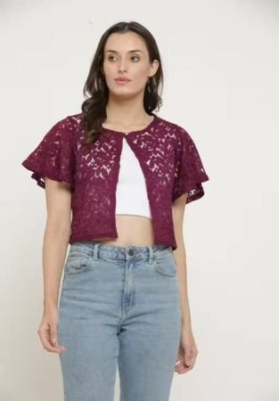 Women Poly Cotton Net Shrug