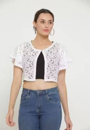 Women Poly Cotton Net Shrug