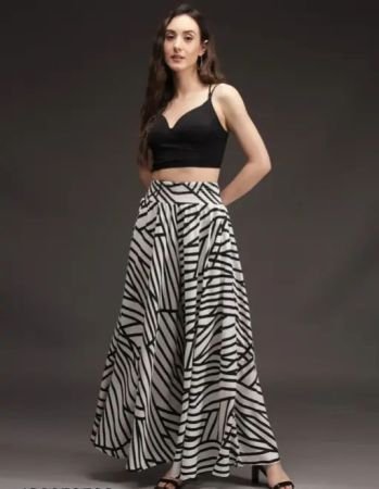 Designer Trendy women Viscose crepe Flared palazzos (Free size) style with kurti and tank top
